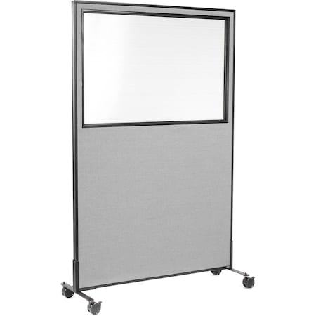 Global Industrial 48-1/4W x 99H Mobile Office Partition Panel with Partial Window, Gray 695789MWGY